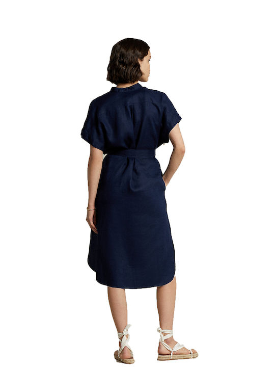 Ralph Lauren Summer Midi Shirt Dress Dress Navy Blue