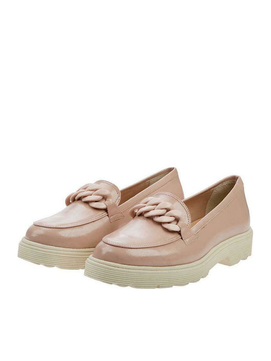 Patent Leather Women's Moccasins in Pink Color