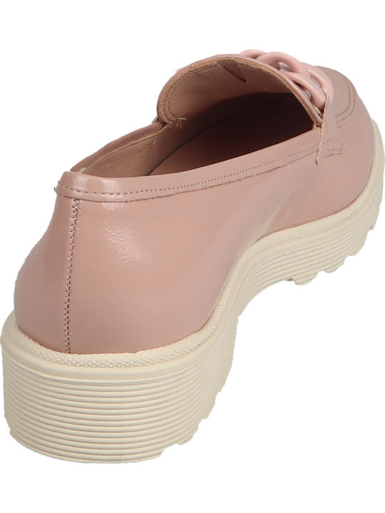 Patent Leather Women's Moccasins in Pink Color