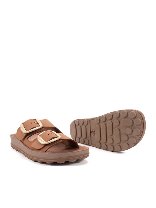 Despoina Leder Flache Damen Anatomisch Sandalen Orange