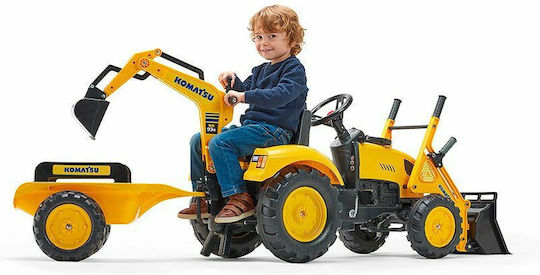 Παιδικός Εκσκαφέας Komatsu Ποδοκίνητος με Καρότσα & Πετάλι Κίτρινος για 2+ Ετών