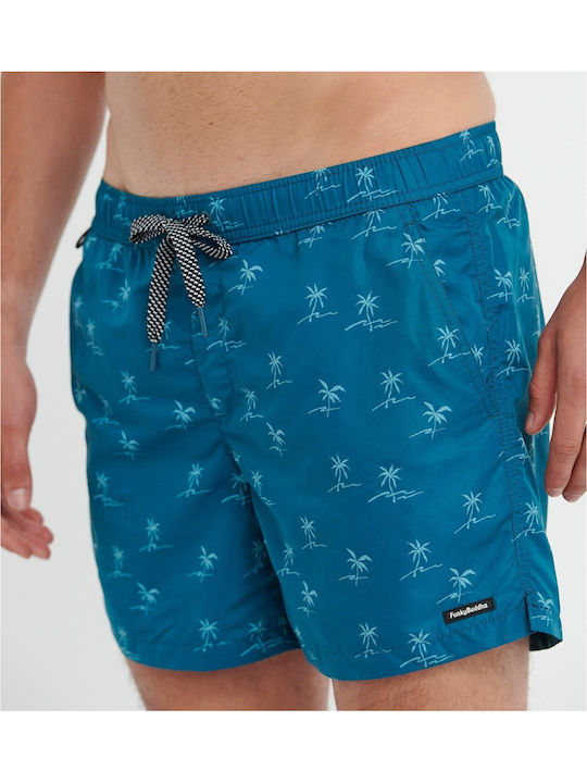 Men's Swimwear Shorts Blue Coral with Patterns