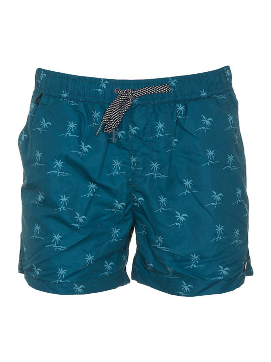 Men's Swimwear Shorts Blue Coral with Patterns