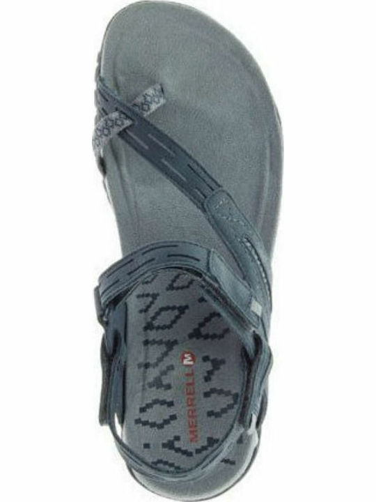Terran Convertible Ii Leather Women's Flat Sandals with Strap in Navy Blue Color