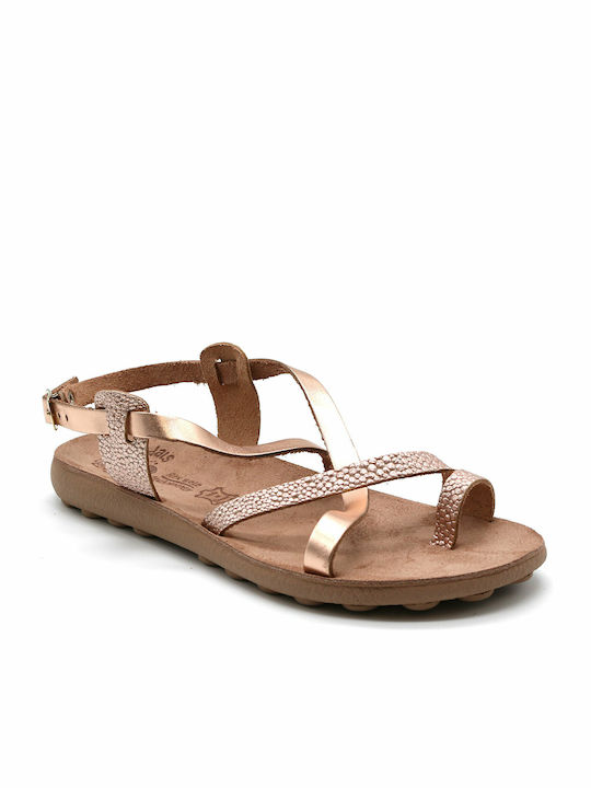 Δερμάτινα Γυναικεία Ανατομικά Σανδάλια Rosegold