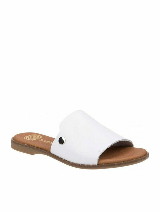 Leather Women's Flat Sandals Anatomic in White Color