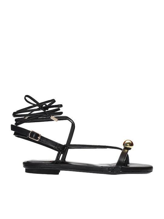 Glode Leather Women's Flat Sandals in Black Color