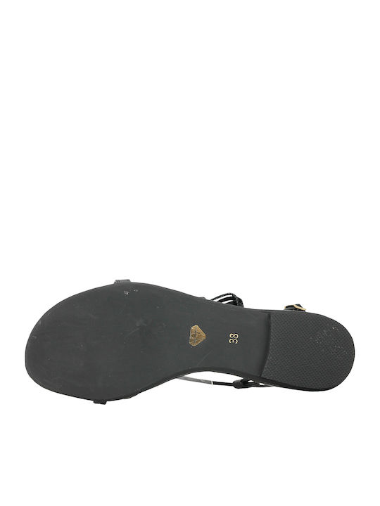 Glode Leather Women's Flat Sandals in Black Color