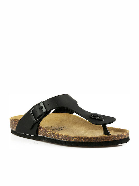 GS Leather Women's Flat Sandals in Black Color
