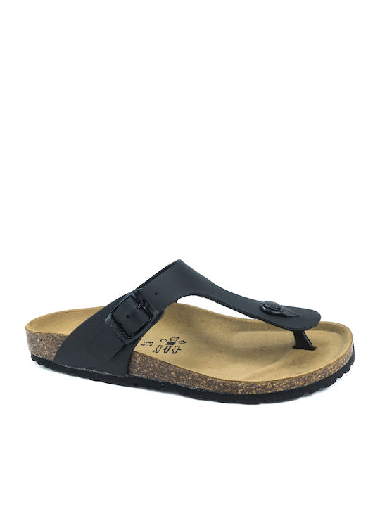 GS Leather Women's Flat Sandals in Black Color