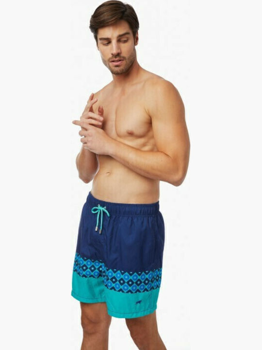 Printed Tribe Men's Swimwear Shorts Aqua Tribe with Patterns