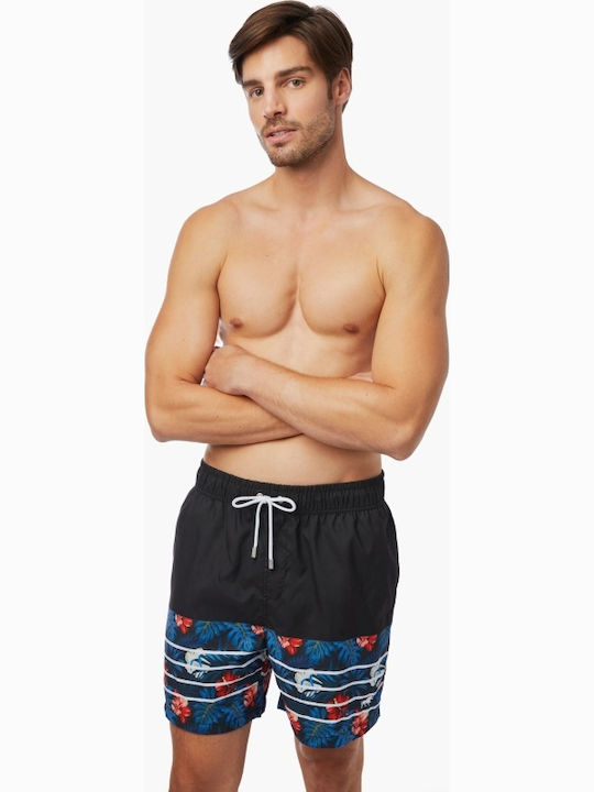 Tropical Men's Swimwear Shorts Black Tropic with Patterns