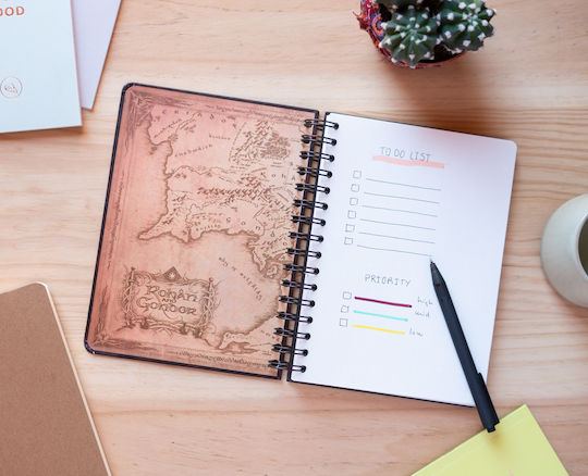 Grupo Erik Lord of the Rings Spiral Notebook A5 Bullet Journal 90 Sheets with Dots with Hard Cover and Rubber Band (Miscellaneous Designs)