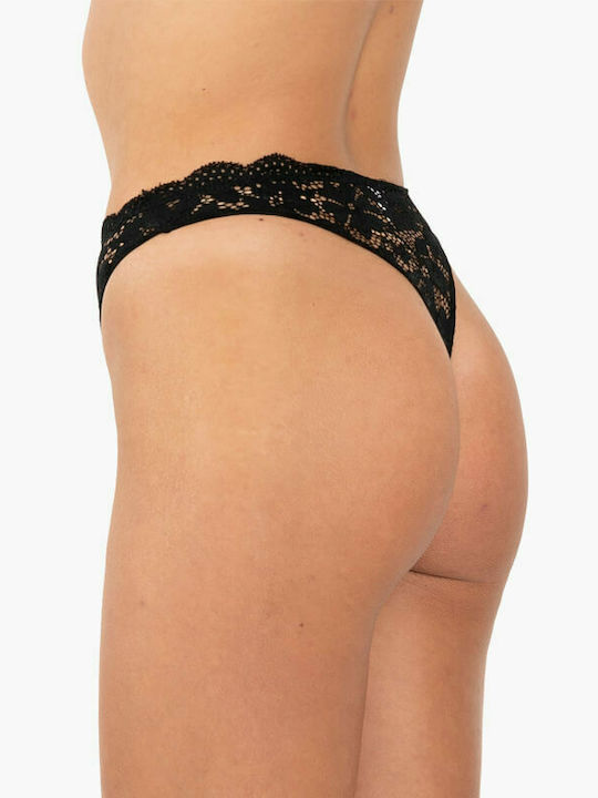 Damen Zeichenfolge 2Pack mit Spitze Schwarz