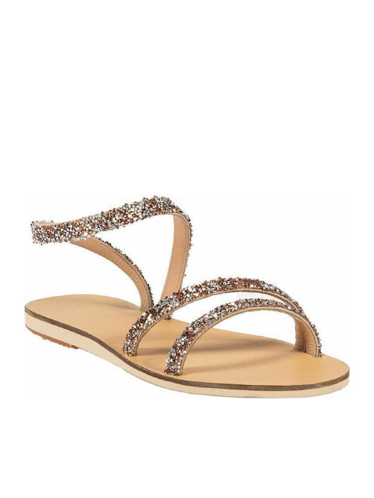 Leather Women's Flat Sandals Coral