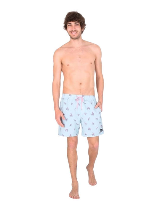 Cannonball Men's Swimwear Shorts Light Blue with Patterns