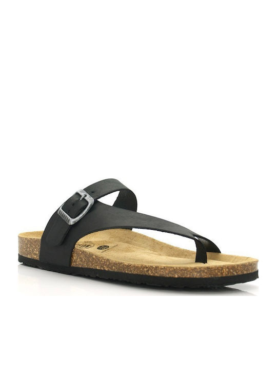 Leather Women's Flat Sandals Anatomic in Black Color