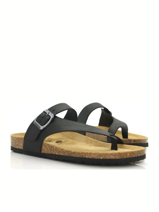 Leather Women's Flat Sandals Anatomic in Black Color