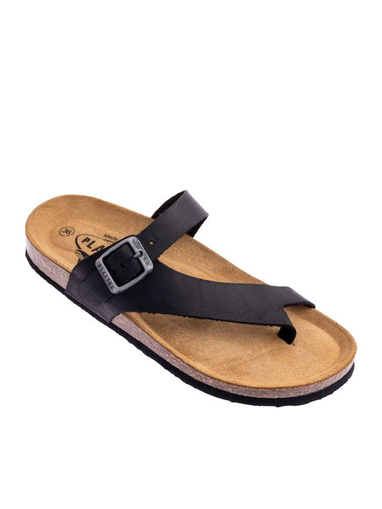 Leather Women's Flat Sandals Anatomic in Black Color