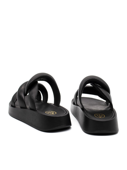 Versus Leather Women's Flat Sandals in Black Color