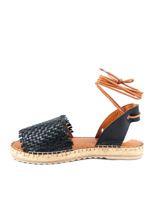 Leather Women's Flat Sandals Anatomic in Black Color