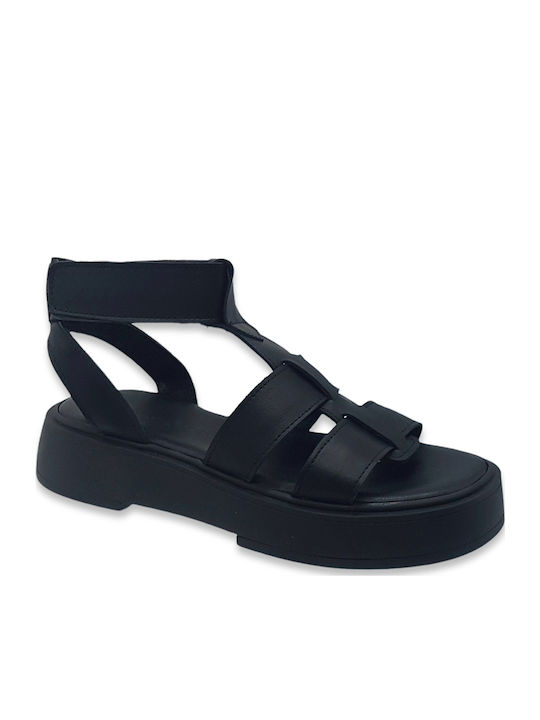 Sandale Casual Damă Din Piele Negru