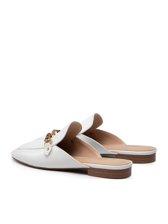 Marisa Flat Δερμάτινα Mules σε Λευκό Χρώμα