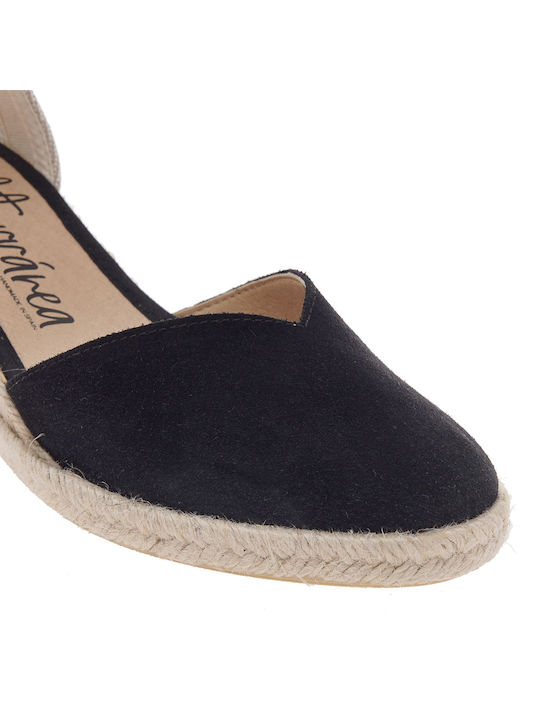 Women's Leather Platform Espadrilles Black