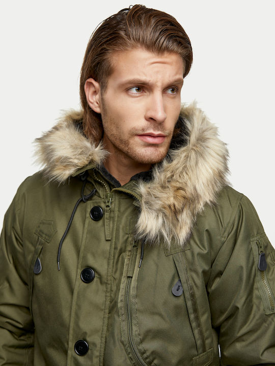 North 56°4 Parka Jacket with Fur Hood - Green