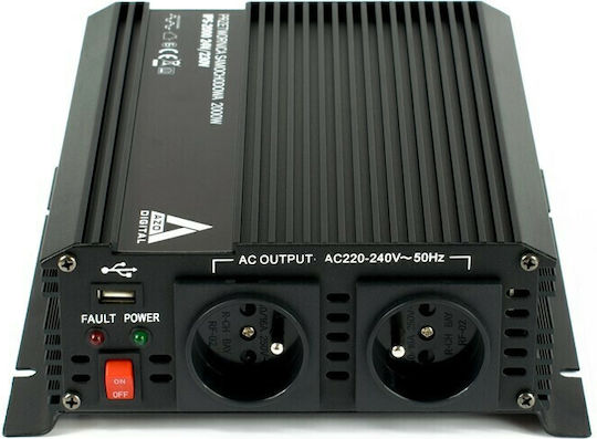 Azo Digital AZO Digital IPS-2000 Inverter Αυτοκινήτου 2000W για Μετατροπή 24V DC σε 230V AC
