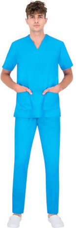 B-Well Colombo Unisex Blue Pants & Blouse Set Cotton and Polyester