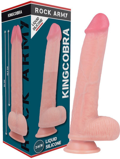 Rock Army Kingcobra Gurtzeug mit Dildo 24cm und Vibration in Hautfarbe