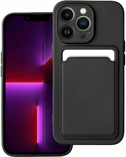 Forcell Card Back Cover Σιλικόνης με Υποδοχή για Κάρτες Μαύρο (iPhone 13 Pro)