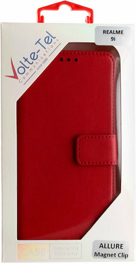 Volte-Tel Allure Magnet Brieftasche Synthetisches Leder Rot (Realme 9i)
