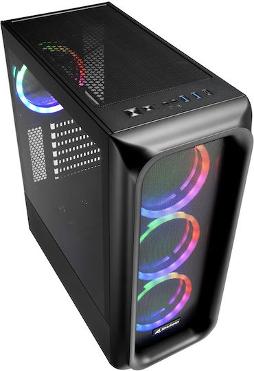 Sharkoon TK5M Gaming Midi Tower Computer Case with Side Window and RGB Lighting Black