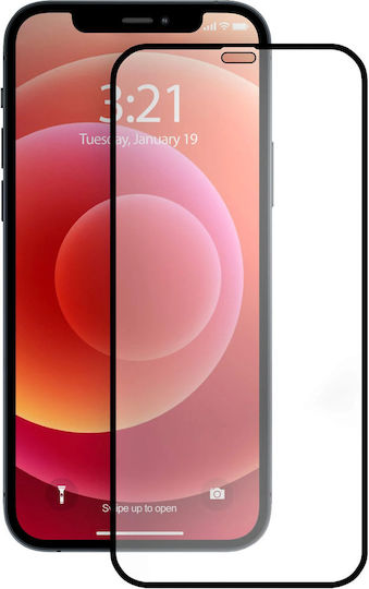 5D Adeziv complet Mat Full Face Tempered Glass Negru (iPhone 12 / 12 Pro)