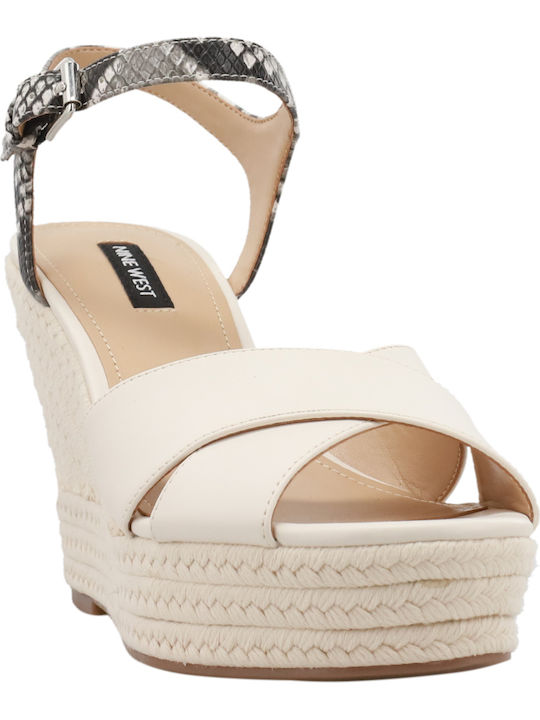 Dane Women's Fabric Ankle Strap Platforms White
