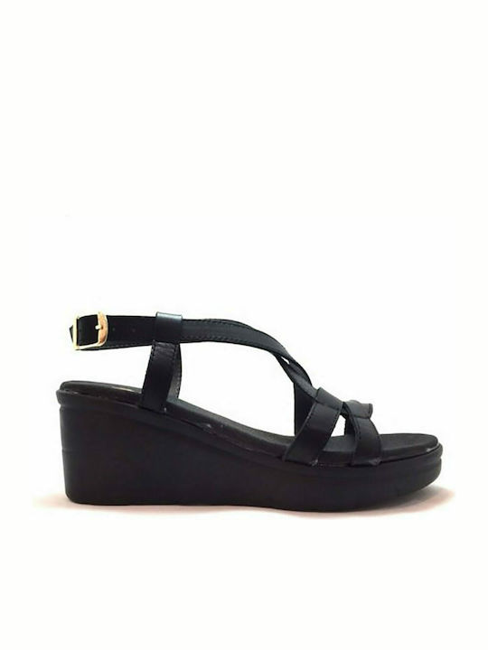 Women's Leather Platform Shoes Black