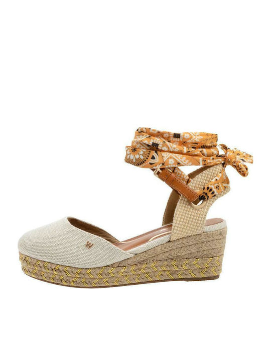 Bella Damenplattformen im Espadrilles-Stil Ecru