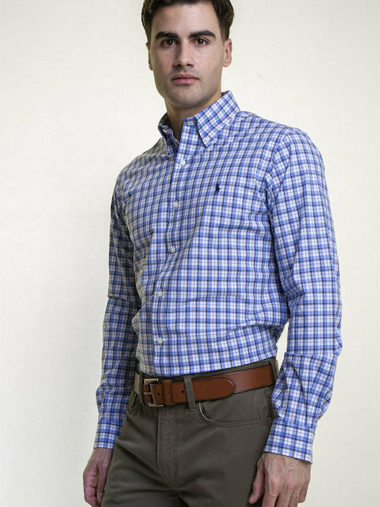 Ralph Lauren Men's Shirt Long Sleeve Checked Blue