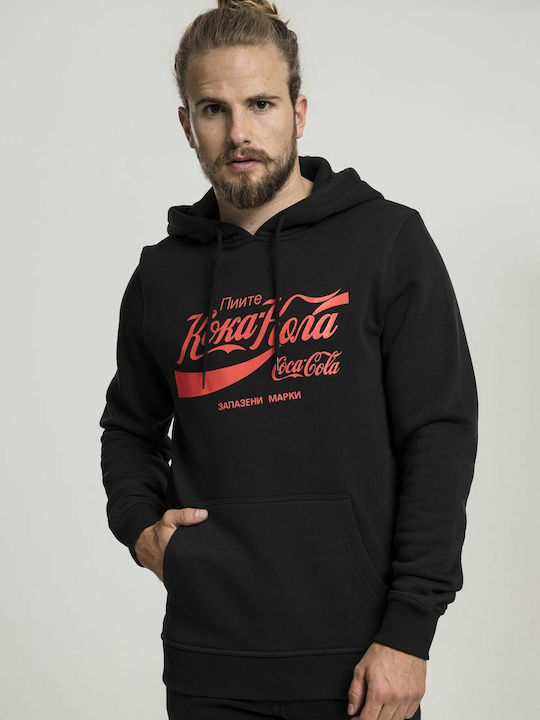 Merchcode Coca Cola Rus Φούτερ με Κουκούλα Μαύρο