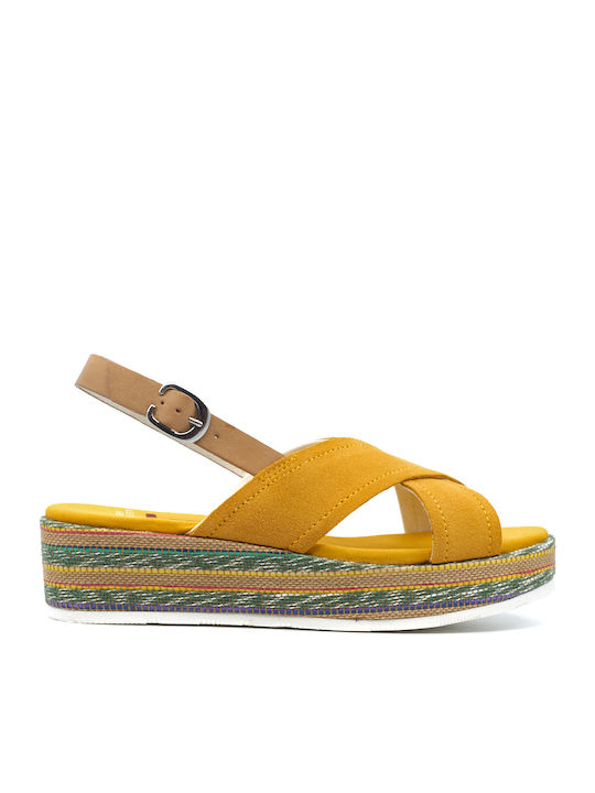 Capri Women's Suede Platform Shoes Yellow