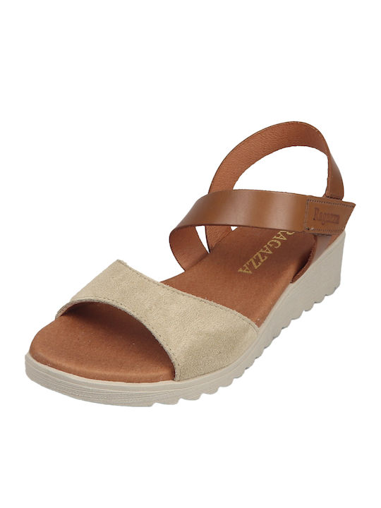 Women's Leather Ankle Strap Platforms Tan/beige
