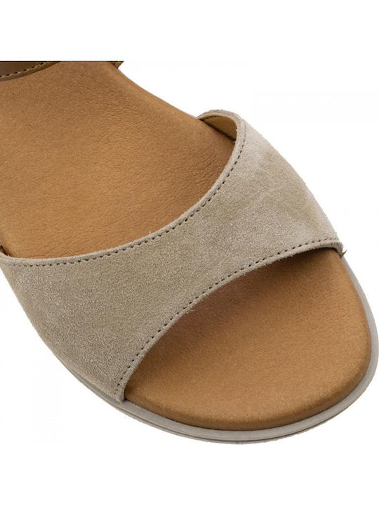 Women's Leather Ankle Strap Platforms Tan/beige