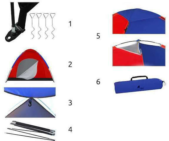 Camping Tent Igloo Red 3 Seasons For 4 People 190x190x123cm
