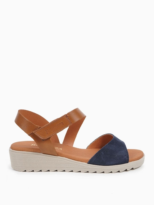 Women's Leather Platform Shoes Μπλε / Καφέ