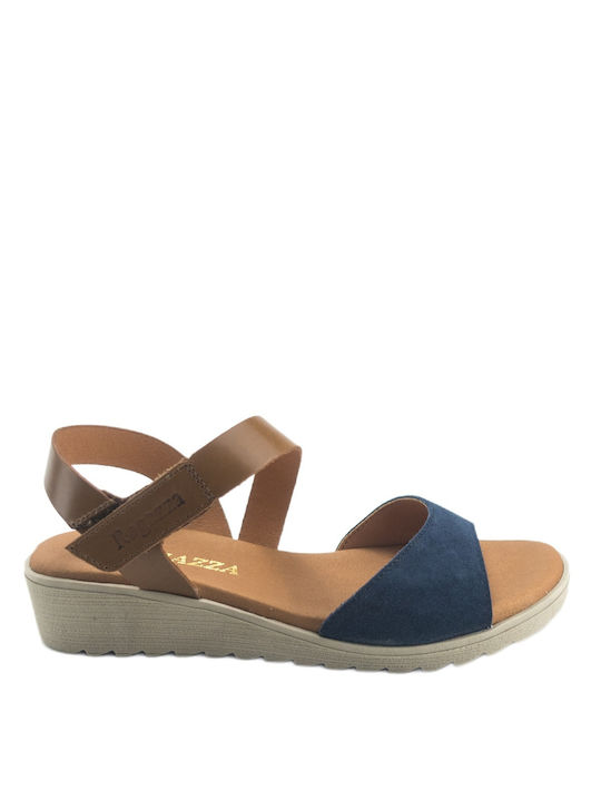 Women's Leather Platform Shoes Μπλε / Καφέ