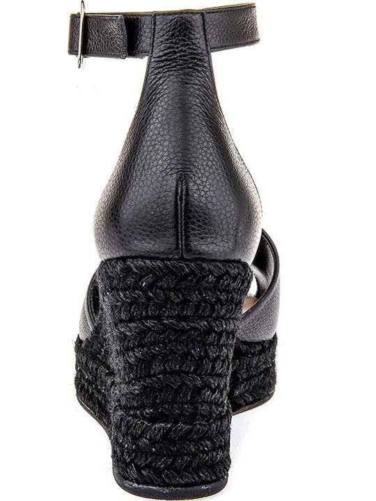 60147 Women's Ankle Strap Platforms Total Black