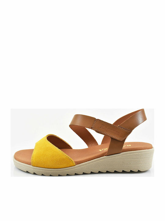 Anatomic Women's Leather Ankle Strap Platforms Yellow