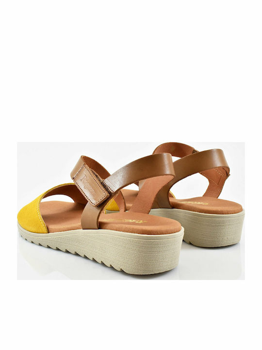 Anatomic Women's Leather Ankle Strap Platforms Yellow